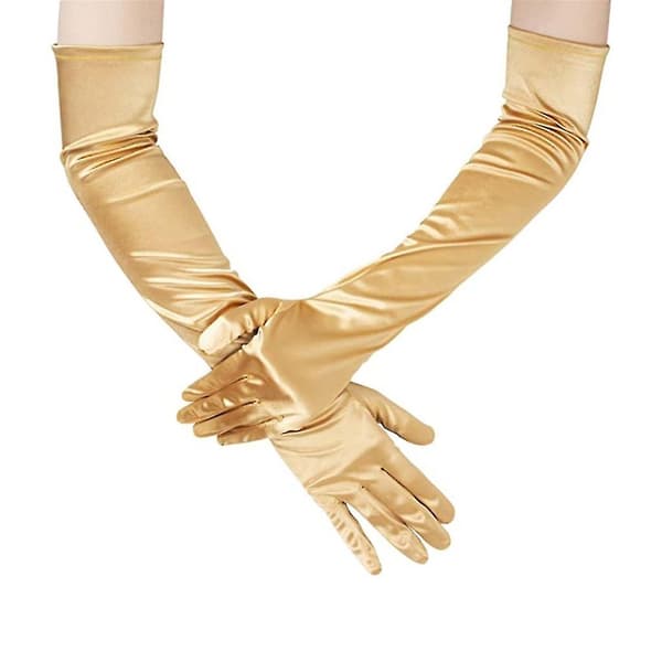 Lange satinhandsker kompatible med damebryllupshandsker Performance-handsker Satinehandsker Black