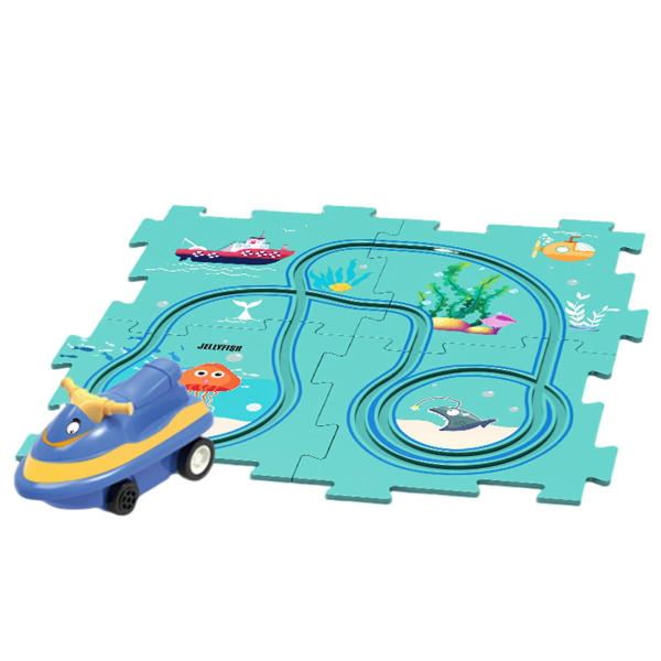 DIY elektriska tågleksaksmontering Batteridrivna leksaksfordon och pusselbräda för barn hav