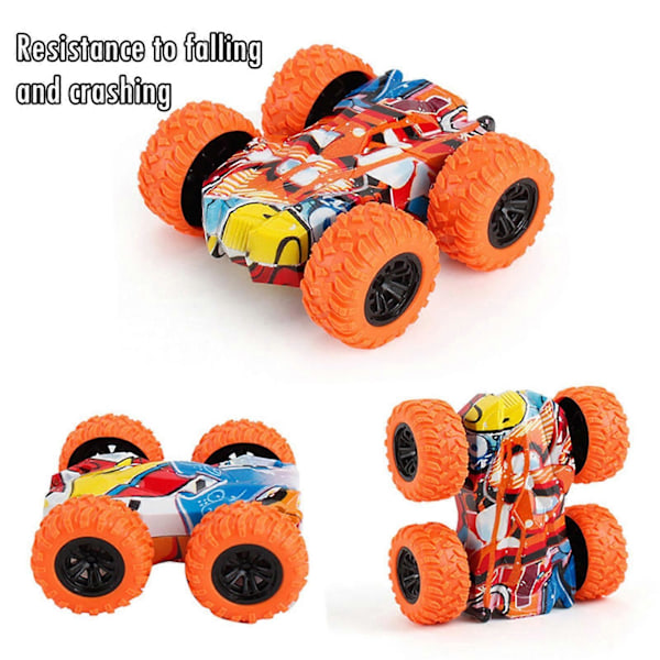 Leksaker för pojkar - Dubbelsidig Stunt Graffiti Bil Off Road Modellbil Fordon Barnleksak Present Orange