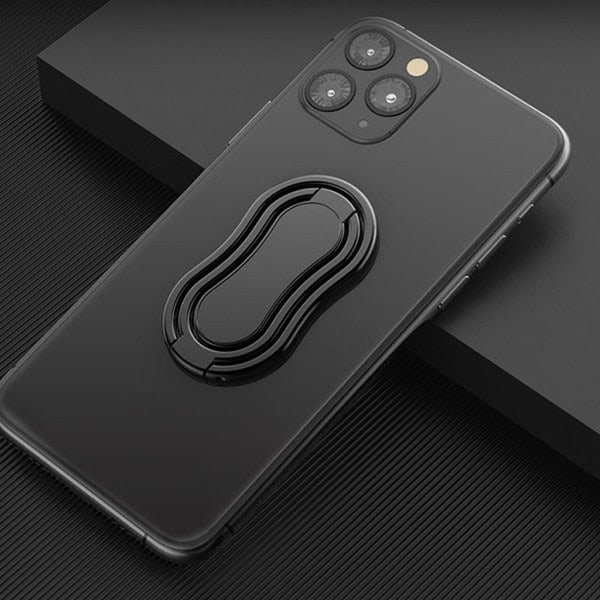 Finger Ringhållare Tripod Grepp 360° Rotationsbar för Mobiltelefon Bil Magnetisk Fäste Telefon Bak Svart