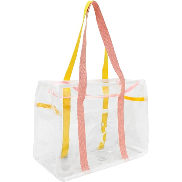 Håndtaske Plastik Tote Taske Skuldertaske til Rejse Tote Taske Strand Stor Strand Tote Strandtaske Lille Plastik Strandtaske Sommer Single Pink