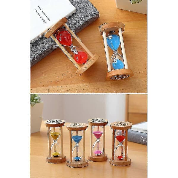 3 Minutters Timeglas Sand Timer - Rundt Glas Træ Sandur