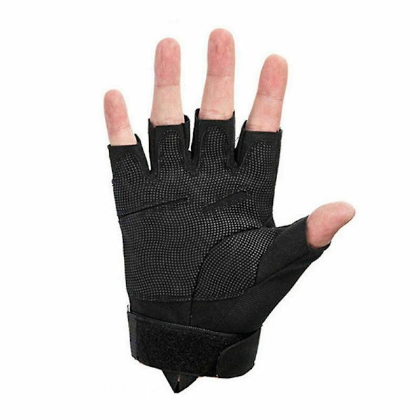 Taktiske Handsker Hær SWAT Militær Kamp Jagt Skydning Udstyr Fingerløse Black XL