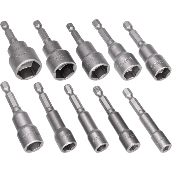 10 stk magnetisk skrutrekkerhylse 6mm -19mm sekskantskrutrekkerhylseadapter for håndbor nøkkelhylse