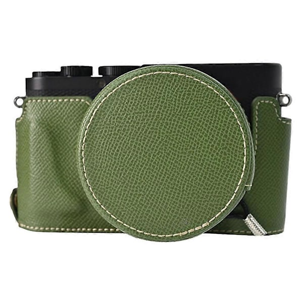 Til Leica D-Lux 8 Kamera Base med Objektivdæksel Skulderrem PU Læder Beskyttelsesetui - Grøn Multicolor Green