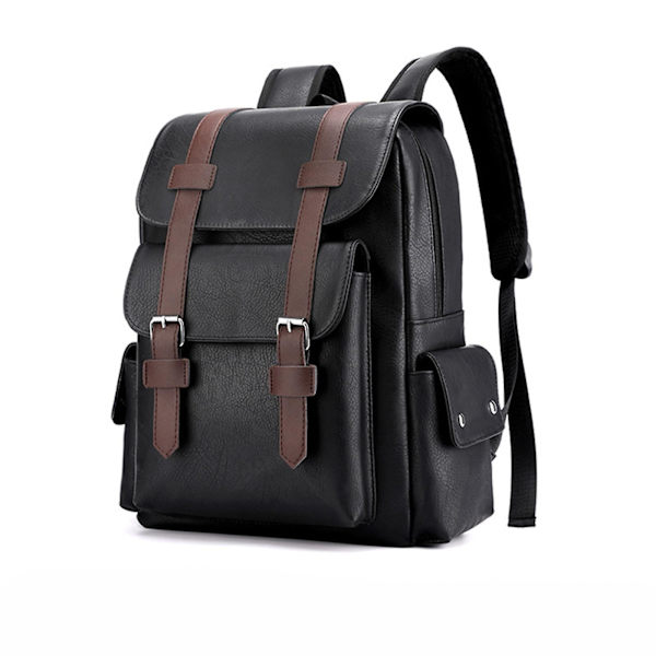 Nahkainen kannettavan tietokoneen reppu miehille, työmatka- ja toimistoreppu, rento vedenpitävä tietokoneen reppu, sopii 15,6 tuuman kannettavalle tietokoneelle Black One Size