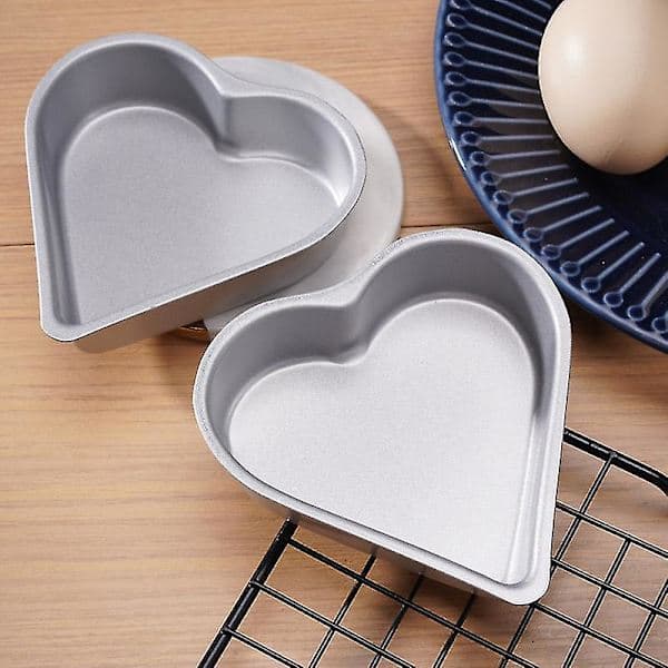 6-pakning med 6 søte pannekakeformede bakeformer, non-stick, små hjerteformede pudding- og gelékopper