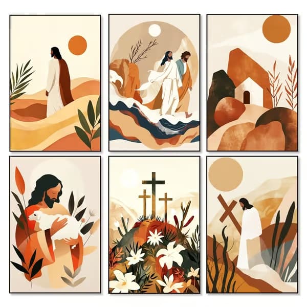 6-pak maling efter tal-sæt til voksne, Jesus kristen kunst, 20x30 cm CYOP6NP04
