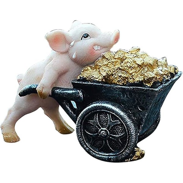 Hage Ornamenter Pig Statue Hage Desktop Pig Skulptur Resin Figur Ornament dekorasjon