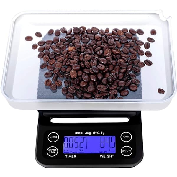 Digital køkkenvægt / kaffevægt 3 kg/0,1 g præcision Sort Sort