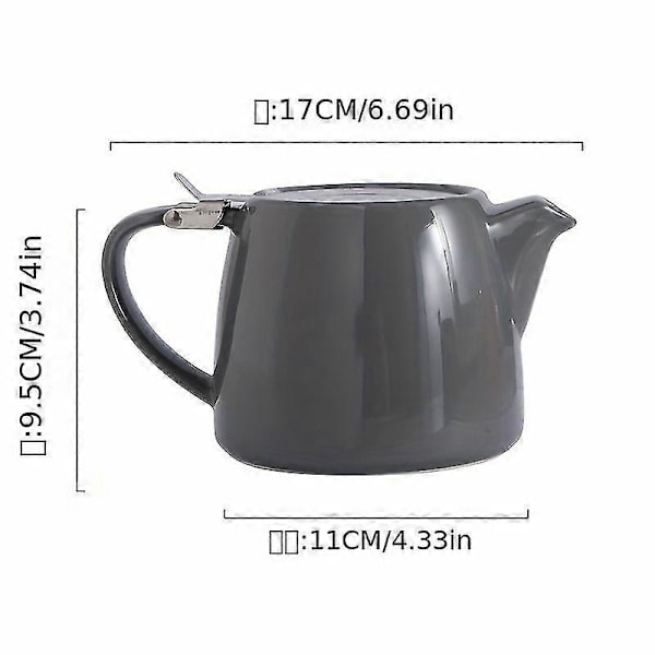 Autentisk japansk keramisk tekande | Rustfri stål infuser | Elegant og funktionel til eftermiddagste Grey