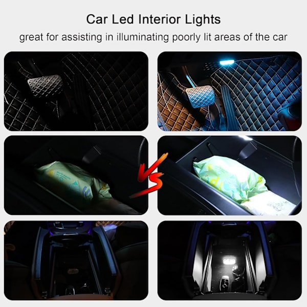 Auton LED-sisävalot, jalkatilan valot auton sisätilojen tunnelmavalaistukseen, USB-ladattavat langattomat kosketusvalot autoon tavaratilaan 7 Colors