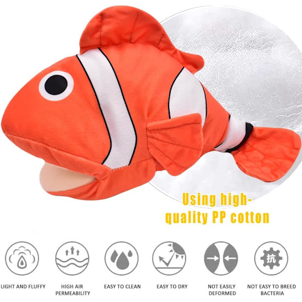 Mjuk clownfisk plyschleksak för barn, realistisk och söt Nemo fisk, marin djur plyschleksak, perfekt mjuk och bekväm lekkompis för barn