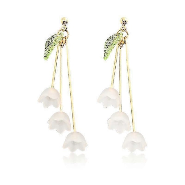 Mote Plante Lilje Blomst Dingle Øredobber for Kvinner Trendy Tassel Øredobb Petal Lange Dråpe Øredobber Elegant Smykke