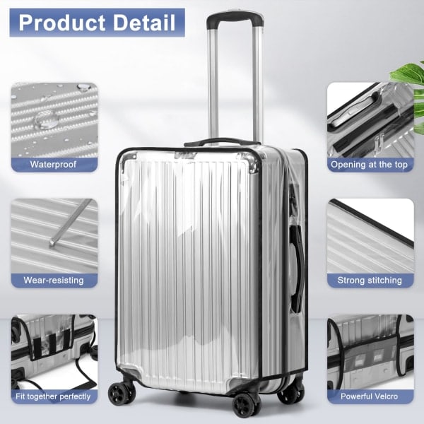 Transparent Kuffert Cover, Kuffert Cover, PVC Kuffert Cover, Vandafvisende, Transparent, Støvbestandig 28inch