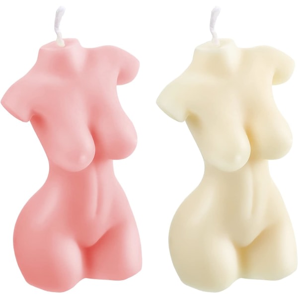 2 pakkauksen naishahmokynttilöitä Kodin sisustus Äitienpäivä Makuuhuone Kylpyhuoneen esteettinen sisustus (valkoinen, vaaleanpunainen)