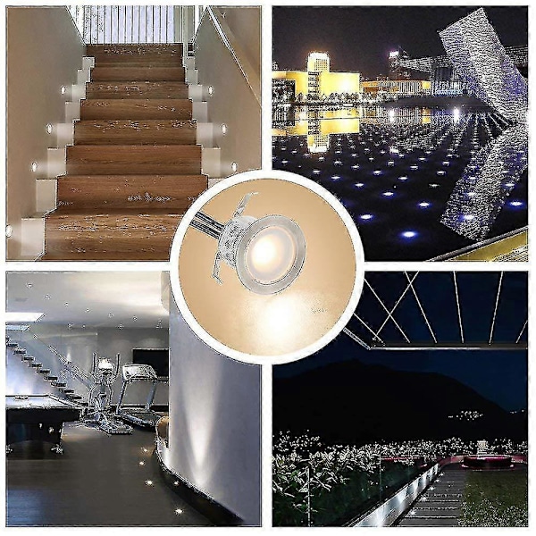10 kpl Ulko-Uppoasennettavia LED-Spoteja, IP67 Vedenkestävä, Lämmin Valkoinen 3000k Valo, 32mm 0.6w DC12v
