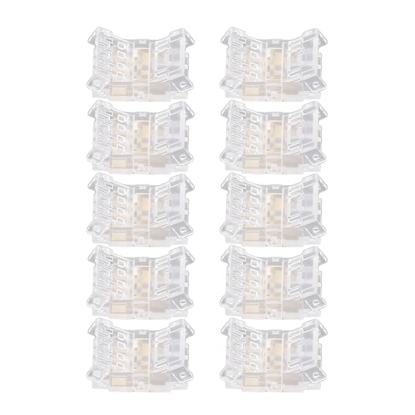10 stk COB LED-stripe til ledningskontakt 4-pinners 10 mm gjennomsiktig loddefri LED-adapterkontakter for hjem, skole og kontor