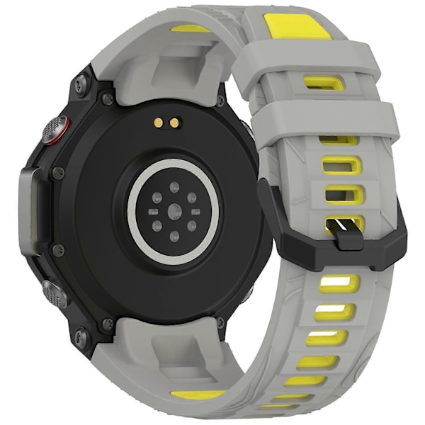 Huami Amazfit T-Rex 3 -kellolle tarkoitettu kaksivärinen silikoninen hengittävä urheiluranneke - Harmaa+Keltainen Multicolor Grey Yellow