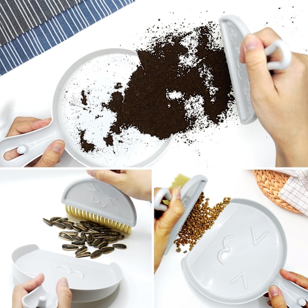 Mini støvbrett og børste, kost og støvbrett sett, bærbar rengjøringsbørste og støvbrett combo, perfekt for støv, smuss og smuler, ideell for de fleste harde overflater