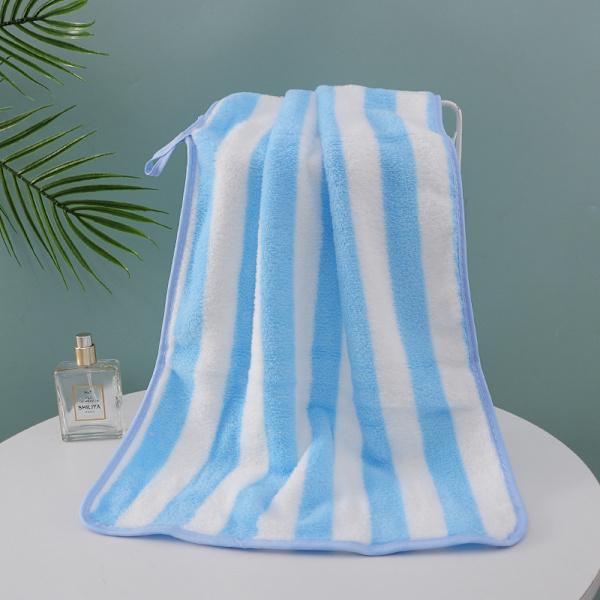 Randig strandhandduk, mjukt snabbtorkande badlakan (5 stycken) (grön + rosa + himmelsblå + brun + lila)