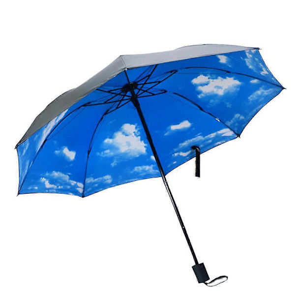 Anti-UV Solskydd Regn Vindskydd Parasoll Himmel Moln 3 Vikbart Parasoll