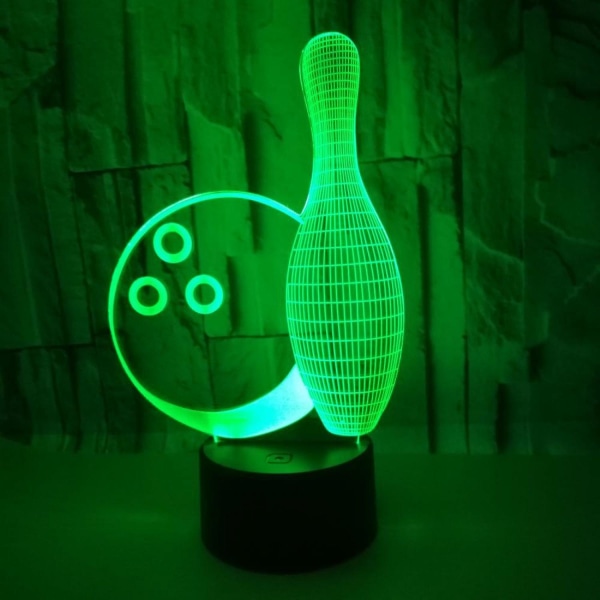 Qinwei 3d Bowling Nattlys Touch Bord Skrivebord Optisk illusjon lamper 7 fargeskiftende lys Hjem dekorasjon Xmas Bursdag Giftstyle Y