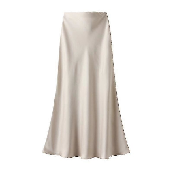 Sateng Midi Skjørt Høy Midje Lange Skjørt For Kvinner SSBgv Light Apricot XL