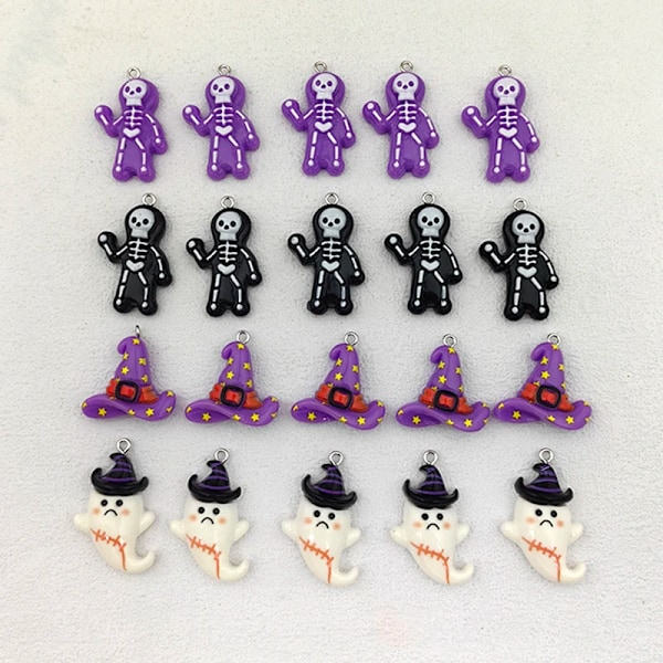 10 kpl Halloween-kallojen, luurankojen ja haamujen riipuksia korujen valmistukseen, köysi- ja käsityöverkkoihin, DIY-korvakoruihin, avaimenperiin, C467, sekoitettu lähetys