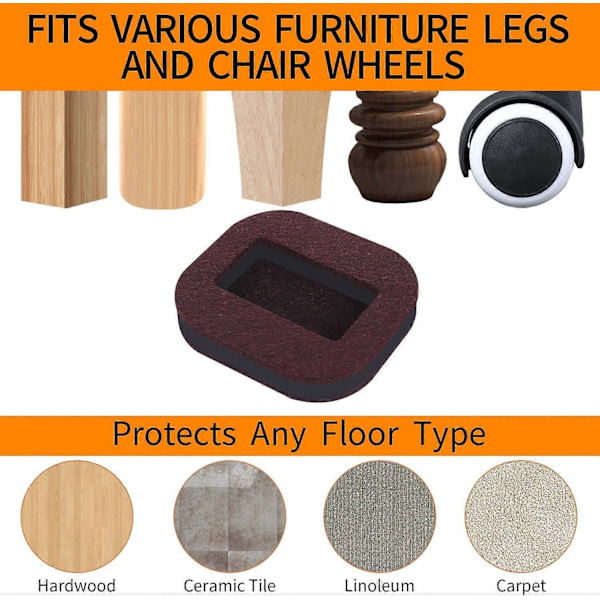 Filt Möbelunderlägg Hjulkoppar för Hårda Golv, Filtbotten Möbelkuddar för Möbler, Soffor, Sängar, Stolar Förhindrar Repor 5 Pcs brown