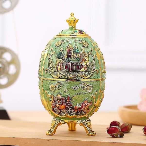 Fabergé-æg, Imperial Fabergé-æg Fabergé-æg påskeæg Håndmalet emalje Fabergé-ægkasse Tandstikkeræske (spir rødt slot), 7*7*15 cm