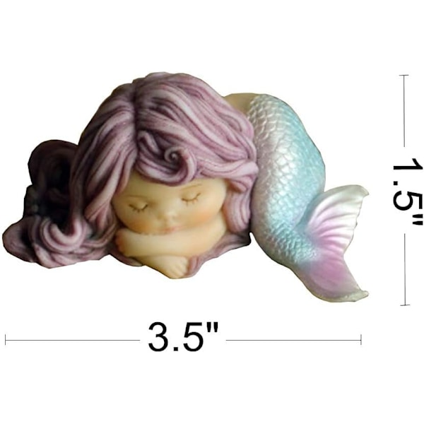 Miniature Have Statue af Havfrue - Drømme Havfrue Thinking Mermaid