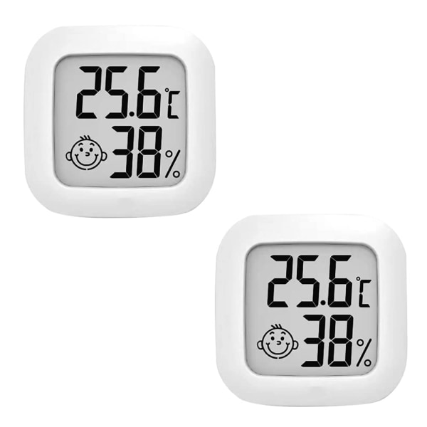 2 STK LCD digitalt hygrometer termometer, termometer romtemperatur, innendørs hygrometer termometer med temperatur fuktighetsmåler for soverom