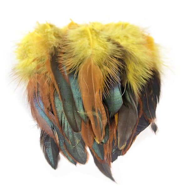 50 stk Naturlige Hanehale Fjer 13-18cm Hanefjer Sorte Fjer Til Karneval Halloween Julehåndværk Dekoration yellow