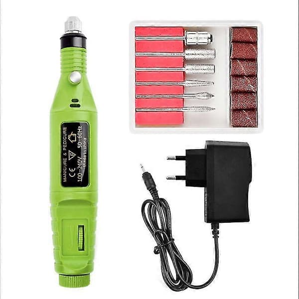 Elektrisk fil, elektrisk nagelfil, 6 bits ingår Grön
