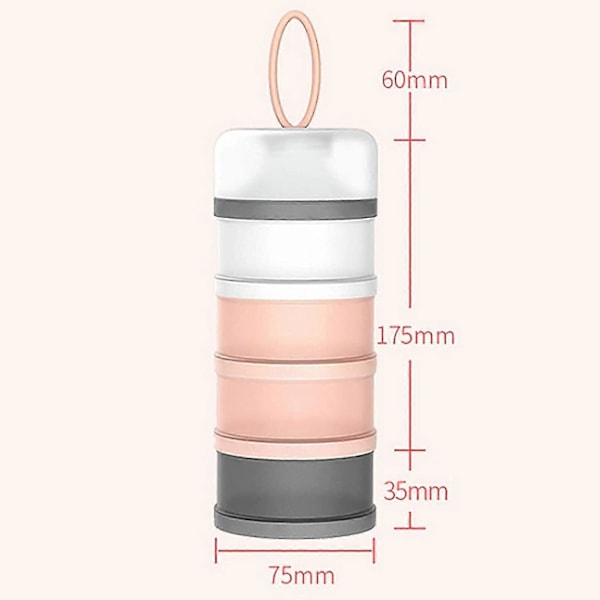 Stabelbar Melkeerstatningsdispenser for Baby, 4 Lag Baby Matpulver Oppbevaringsboks Beholder for Korn Mat Frukt Snacks Melk (1 stk) -ZHENV