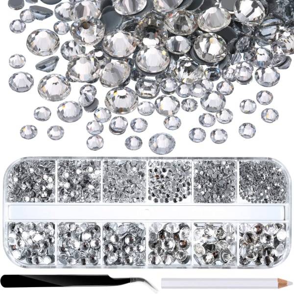 2000 stycken Hot Fix Glas Strass - Kristall Pärlor (Klar)