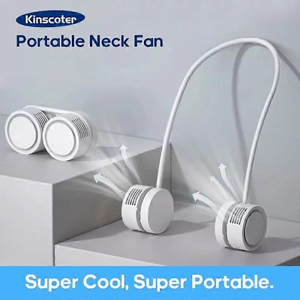 Drivna Handfläktar Hängande Halsfläkt Power ventilador Bladlös Halsbandsfläkt Portabel Mini Luftkylare USB Uppladdningsbara Elektriska Fläktar White