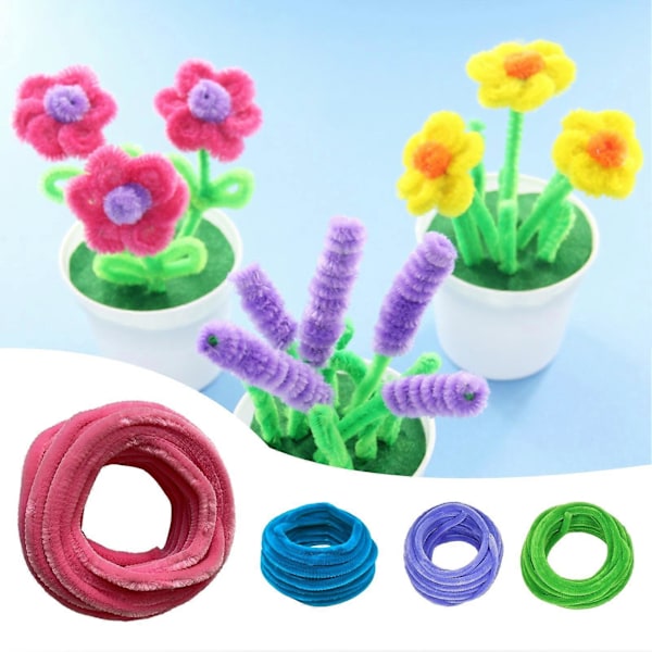 10MM 12M Pipe Cleaner Fargerike Lange Fuzzy DIY Kunst Håndverk Fleksibel Førskole Utdanning Barn Chenille Stem Utdanningsleker Gave KAESI Sky Blue