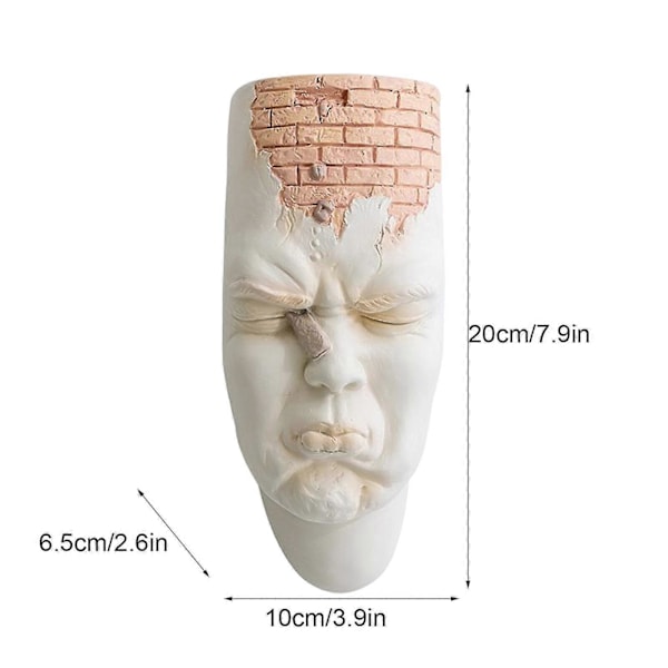 100% ny, Figur Blomkruka Resin Planter Nordisk Vit Abstrakt Konst Väggdekoration Karaktär Ansikte Vas style 3