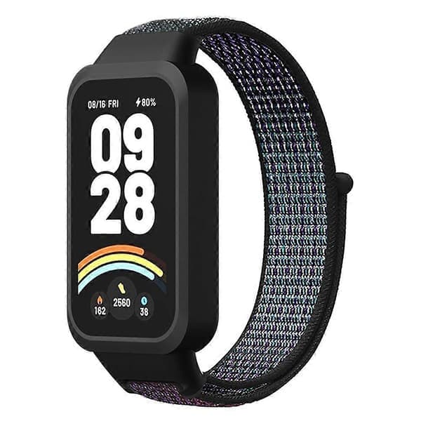 Til Xiaomi Smart Band 9 Active Redmi Band 3 Nylonrem med velcrodesign Urrem Purple Grape Purple