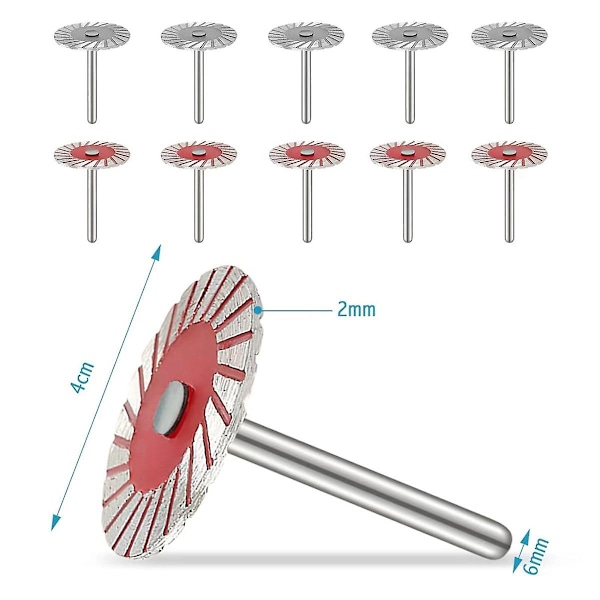 10 stk Stenudskæring 40mm Blade, Mini Diamant Turbo Gravering Savblade, Metal Skærehjul (Slidstærkt