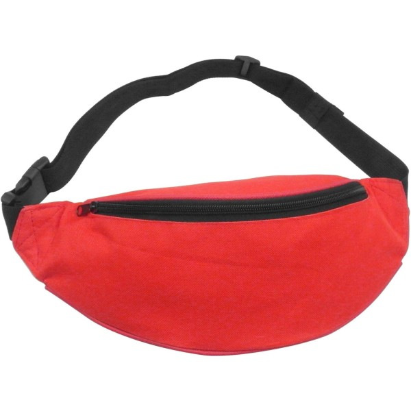 Unisex midjeveske for kvinner og menn, trendy sporty multifunksjonell midjeveske med 2 glidelåser og justerbar stropp red