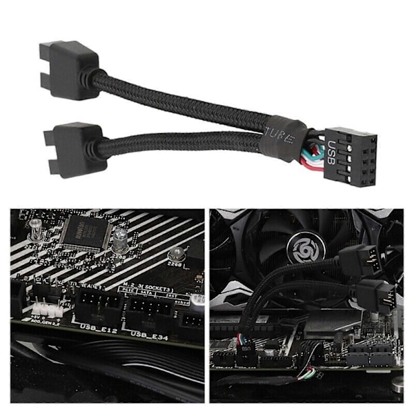 Moderkort USB 2.0 9-stifts Header 1 till 2 Förlängningshub Splitter Adapter Konverterare