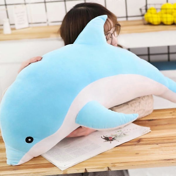 Dolphin Plyschdjur Kudde Super Mjuk Delfin Havs Djur Plyschleksaker Dockor Sov Kudde för Pojkar Flickor Presenter Snabb Grey 100CM