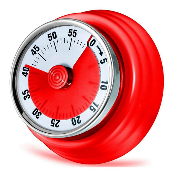 60 Minutters Mekanisk Timer - Magnetisk Visuel Nedtællingstimer med Alarm til Køkken Madlavning Bagning S