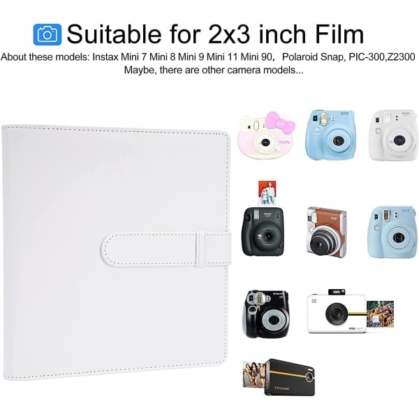 Fotoalbum med 256 lommer for Fujifilm Instax Mini LiPlay 11 90 70 50S 26 25 9 8+ 8 7S Instantkamera/Mini Link SP-1-skriver White