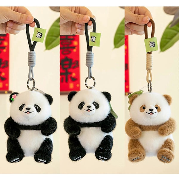 Suloinen Panda Avaimenperä Tukeva PP Puuvilla Sarjakuva Riipus Reppuun tai Käsilaukkuun Asusteeksi Arkikäyttöön Hanhan