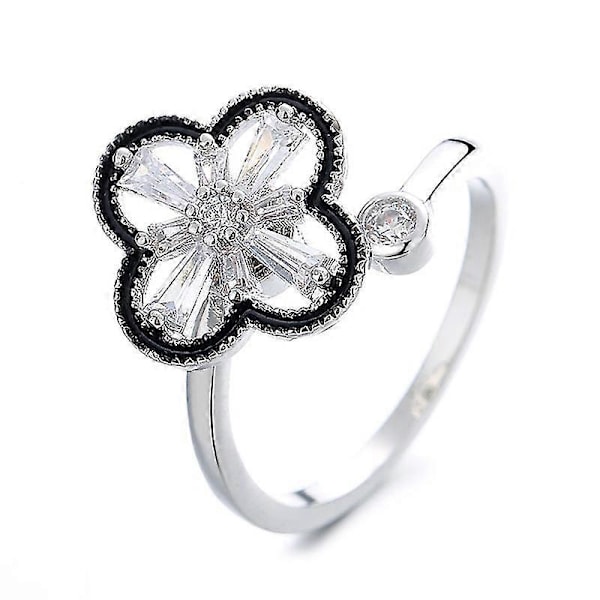 Anti Angst Ringe Justerbare Åbne Ringe Blomsterformede Ringe Med Zirkon B