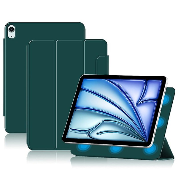 For iPad Air 13 (2024) (M2) Stand Case Shockproof Magnetic PU Leather Flip Tablet Cover - Green